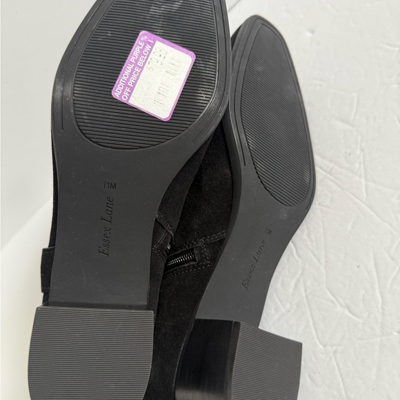 Essex Lane Black Ankle Booties with Suede Finish - Picture 13 of 16